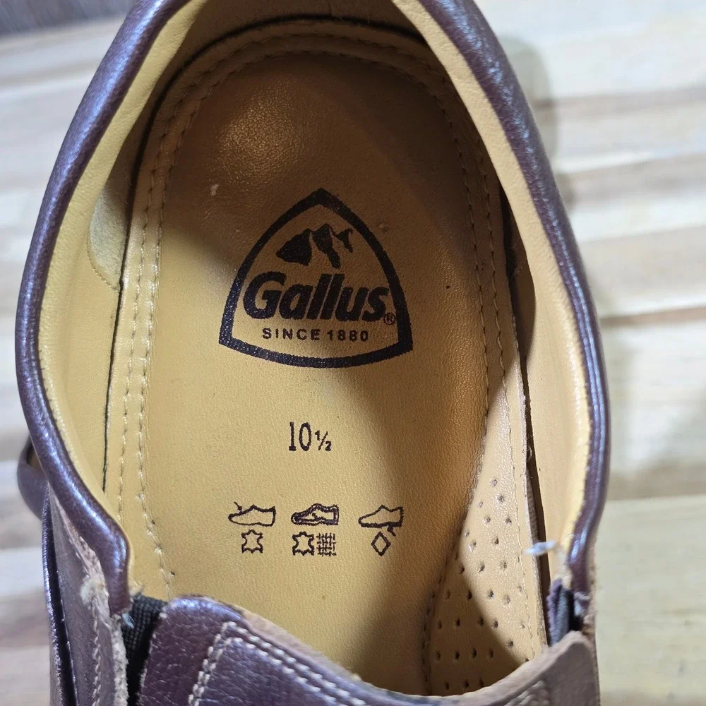 Gallus Men's Brown Leather Slip On Loafers Size 10.5 Comfort‎ Dress Shoes Ortho